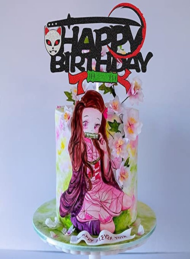 Yuezoloz Ninja Cake Topper,Samurai Theme Birthday Event Celebration Decor For Boys and Girls Anniversary Supplies,Glitter Cartoon Birthday Party Cake Decoration - Image 4